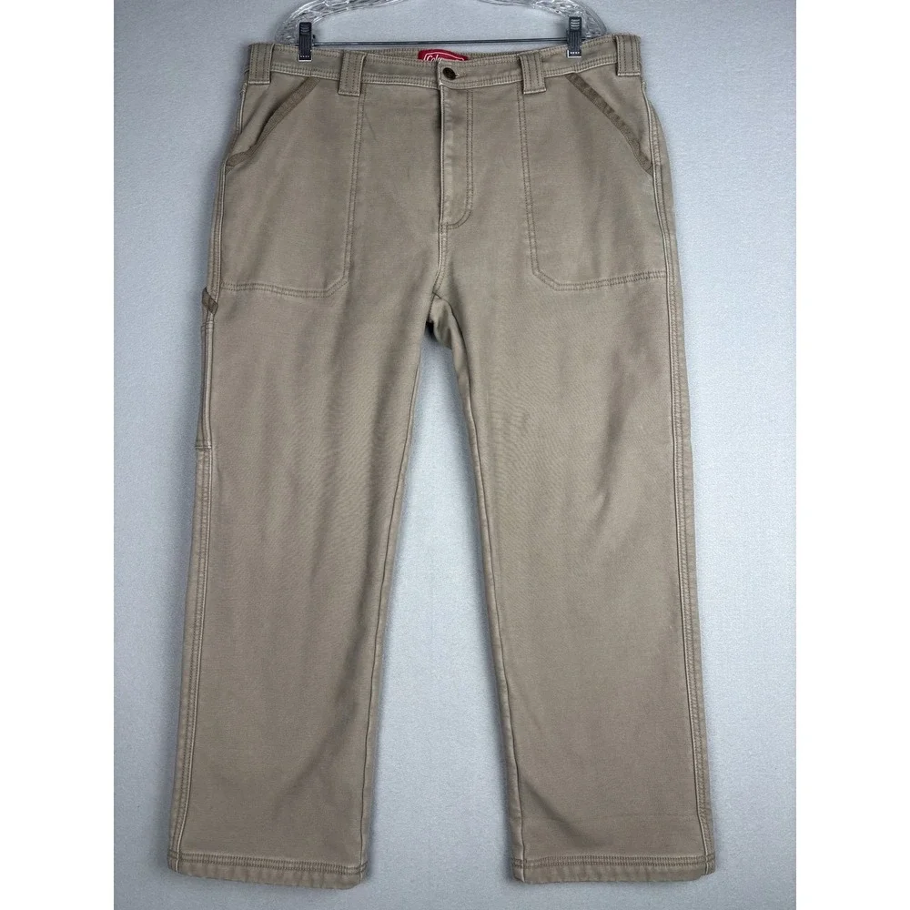 Coleman Pants Mens 38x30 Khaki Fleece Lined Outdoor Workwear Utility Fall 2021